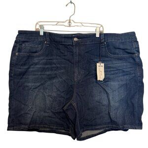 Melissa McCarthy Seven7 Girlfriend Denim Shorts Size 26W Dark Wash Pockets Stret